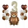 Set de Globos de Osito Mate Lindo con Foil Arcoíris Corazón Número Decoración para Fiesta de Cumpleaños Infantil Globos Arcoíris