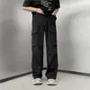 Calça de Trabalho High Street com Múltiplos Bolsos Masculina Primavera Tendência Marca Casual Bonito Estudantes Versátil Calça de Perna Larga Pendurada