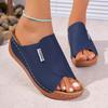 Zapatillas Casuales de Plataforma Talla Grande Transfronterizas Zapatos de Mujer 2025 Nuevas Tira Ancha Sencillas Moda Boca de Pez Cuña