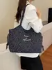 Bolsa de tela floral artística estilo coreano para mujer, bolsa de compras casual de gran capacidad, bolso de hombro versátil para el día a día