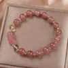 Cristal Amarillo Cristal Dorado Cristal de Fresa Pulsera Pixiu Pulsera para Mujer Libro Rojo Pequeño Joyería de Mano de Cristal de Fresa Cadena de Bendición