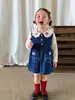 Ropa para niñas: vestido de otoño, vestido tipo chaleco de mezclilla para niñas, atuendo de principios de otoño, vestido de bebé Clase A