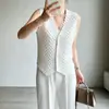Chamarra Chaleco Acolchado Issey Miyake para Mujer, Chaleco de Cuello V de Botón Único de Alta Gama, Top Profesional Entallado Estilo Commuter