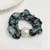 Elástico de Cabelo Pérola com Borda Larga Floral Estilo Coreano, Tiara de Cabelo de Alta Qualidade para Meninas, Scrunchie Atacado, Elástico para Rabo de Cavalo Alto, Elástico