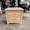 Mesita de noche de madera maciza, no requiere instalación, mesita de noche para dormitorio con acabado estilo chino, diseño simple con cerradura, mueble de almacenamiento para habitación de alquiler a precio especial