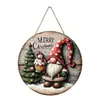Serie de letreros redondos de madera navideños transfronterizos Papá Noel y renos letreros decorativos para el hogar y exteriores