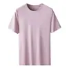 Camiseta de manga corta para hombre de algodón Pima de alta gama, color liso, cuello redondo, fina, sin costuras, casual, para usar de base, impresión de logotipo personalizado