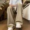 Pantalones de seda helada a rayas texturizados para hombre, estilo fino de verano, fluidos, transpirables, casuales, de pierna recta holgada, talla grande