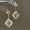 [Janela de Flores] Novos Brincos de Janela de Flores Vazadas Azuis com Diamantes Estilo Chinês para Mulheres, Estilo Nacional, Luxo Leve, Modernos, Simples, Delicados e Elegantes