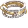 Nuevo Anillo de Circonita Cúbica Apilada de Amazon Oro de 18K Acero de Titanio Grueso Alto Brillo Oro y Plata Anillo Doble