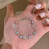 Mil Flores em Flor~Pulseira de flor em resina com zircônia estilo coreano, luxo leve com toque de alta qualidade, acessório de pulso versátil da moda nicho