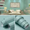Papel tapiz autoadhesivo engrosado con textura de lino imitación para sala de estar y dormitorio, papel tapiz de seda liso para puertas y gabinetes, pegatinas de renovación del hogar al por mayor