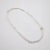 Unas Cuantas Piezas de Plata Rota con Perlas de Imitación, Collar Largo, Cadena para Clavícula de Lujo Ligero de Nicho, Cadena para el Cuello, Se Puede Usar en Capas, Cadena para Clavícula de Primavera y Verano con un Toque de Alta Gama