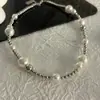 Colar de Contas Simples Versátil Pequenas Esferas de Aço Escovado Prata Venda Quente Novo Colar Pérola Exquisita Feito à Mão