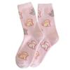 Calcetines Rosas de Lana Australiana para Niñas, Calcetines de Media Pantorrilla, Engrosados, Cálidos, Calcetines Largos con Forro de Felpa, Calcetines de Piso Rayados Suaves de Moda