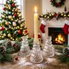 Portavelas de Árbol de Navidad de Vidrio Transparente Simple Nórdico Adornos de Decoración Navideña para Interiores Decoraciones de Mesa para Hotel Restaurante