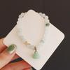 Pulsera pequeña y fresca Mori natural Tianshan Cui, pulsera con hebilla de paz, flor de loto, diseño pequeño, joyería de mano con sentido del tacto, venta al por mayor