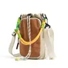 Bolsa Transversal Color Block Patchwork para Homens e Mulheres, Leve para Esportes ao Ar Livre com Fechamento de Cordão, Bolsa para Garrafa de Água, Bolsa de Celular para Viagem ao Ar Livre