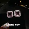 Palácio da Joia Pulseira de Pedra Quadrada em Pó de Moçambique Brincos de Zircônia Rosa Gaoding de Banquete Terno