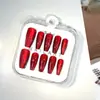 Nuevo producto transfronterizo: Puntas de Uñas Ojo de Gato Color Rojo Vino Cereza Rojo Profundo Bombilla, Caja de 10 Piezas con Tallas Codificadas, Puntas de Uñas Portátiles Ojo de Gato