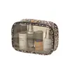 Bolsa de aseo transparente con estampado de leopardo de lujo, exquisita bolsa de almacenamiento impermeable de gran capacidad para cosméticos y artículos de tocador de viaje