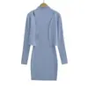 Vestido Camiseta Francés Sexy de Cuello Alto sin Mangas para Mujer Otoño Nuevo Estilo Elegante Adelgazante Bodycon Falda Corta