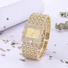 Marca de Moda Lujo Accesible Cuadrado para Mujer Nicho Reloj de Cuarzo Casual Acero Inoxidable Temperamento Reloj de Diamante