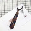 Corbata preppy jk chica perezosa sin corbata marrón rayada decoración japonesa burdeos dk camisa casual hombre