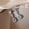 Pendientes de Moda Europeos y Americanos Versátiles Largos Ovalados Forma de Gota Borla Pendientes Aleación Elegantes Artísticos Pendientes de Diamante para Mujeres