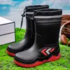 Zapatos impermeables de moda transfronterizos hasta la pantorrilla con cordón elástico, botas de lluvia para hombres, repartidores, ropa para exteriores, pesca, botas de lluvia antideslizantes