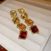 Aretes Colgantes con Zirconia de Aguja de Plata Forma de Gota Collar Cadena para Suéter Estilo Corte Francés Joyería Versátil de Lujo Ligero Niche