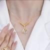 Collar de Acero Titanio con Forma de Abanico Hoja de Albaricoque Inteligente para Mujer Tendencia Lujo Accesible Diseño de Nicho Cadena para Clavícula Estilo Frío Accesorios Simples