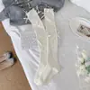 Meias Empilhadas com Laço de Fita Estilo JK Doce Japonês Ballet Cor Sólida Meias Longas Primavera e Outono Renda Fofa Meias Acima do Joelho