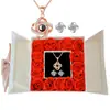 Regalo transfronterizo de Amazon para Acción de Gracias, Navidad, San Valentín, collar de proyección, aretes, flor de vida eterna femenina, caja de regalo, joyería