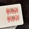 Série W Yihe [Nó Doce Ursinho Rosa] Laço de Ursinho Fofo Tridimensional Rosa Unhas Usáveis Feitas à Mão Manicure de Menina Doce