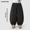 Calça jeans preta para meninas, coleção de outono 2026, nova calça comprida casual infantil estilosa, calça de outono com bolinhas estilo lanterna