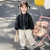 Chaqueta de encaje y piel estilo coreano para niñas, nueva moda primavera y otoño 2026 para niñas pequeñas