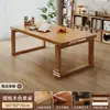 Escritorio grande largo para sala de estar, mesa grande de madera maciza, mesa de comedor rectangular, banco de trabajo, escritorio para estudio en casa y oficina estilo mid-century