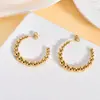 Pendientes Redondos Geométricos de Acero de Titanio para Mujer Europeos y Americanos Joyería Pendientes Redondos Dorados de Acero Inoxidable Pendientes Redondos de Moda