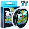 Venta al por mayor del fabricante 105m - 505m de largo alcance caña de mar línea de nylon, alta resistencia a la tracción, alta sensibilidad línea de pesca, línea principal, color negro