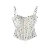 Camisola sexy de encaje estilo francés con ballenas, lencería para mujer, top corto ajustado al cuerpo y top sin tirantes