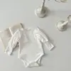 INS Primavera y Otoño Bebé Cuello de Oreja Manga Larga Burbuja Traje de Escalada Harper Girl Bebé Color Sólido Transpirable
