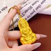 Pingente de Bodhisattva Guanyin Sentada em Lótus Estilo Antigo Banhado a Ouro em Latão para Homens e Mulheres, Estilo Leve de Luxo de Ponta, Pingente de Corrente para Suéter do Ano do Zodíaco