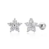 Pendientes de Plata de Ley S925 Más Vendidos Transfronterizos, Modernos Pendientes Espirales de Zirconia de Estrella de Cinco Puntas Multicolor, Venta al por Mayor Directa de Fábrica