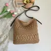 Bolsa de palha simples e casual para o verão, grande capacidade versátil elegante para férias na praia, estilo de férias