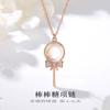 Collar de Piruleta para Mujer, Piedra Lunar, Plata de Ley, Nuevo Lazo de Nácar, Clavícula, Joyería Colgante de Nicho de Lujo Ligero 2022