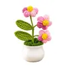 Ornamento de Mesa Acabado em Crochê Vaso Florido Fofo Decoração de Planta Presente Planta em Vaso Vaso de Flores Tricotado à Mão Flor Pequena