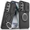 Funda para Teléfono Samsung S26 Ultra con Soporte Magnético, Funda Protectora para Teléfono S25 con Ventana Deslizante Anti-Caídas, Funda Magnética para Teléfono