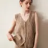 Chaleco Jacquard Pesado de Cachemira Gruesa para Mujer, Cárdigan Interior Nuevo sin Mangas con Cuello en V Suelto y Elegante