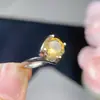 Anillo redondo facetado de citrino natural plata s825 incrustado temperamento clásico elegante transfronterizo tremolo venta caliente
